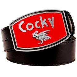 Fancy Gift Cocky Cock Bird Fashion Belt Men Animal Print Metal Buckle