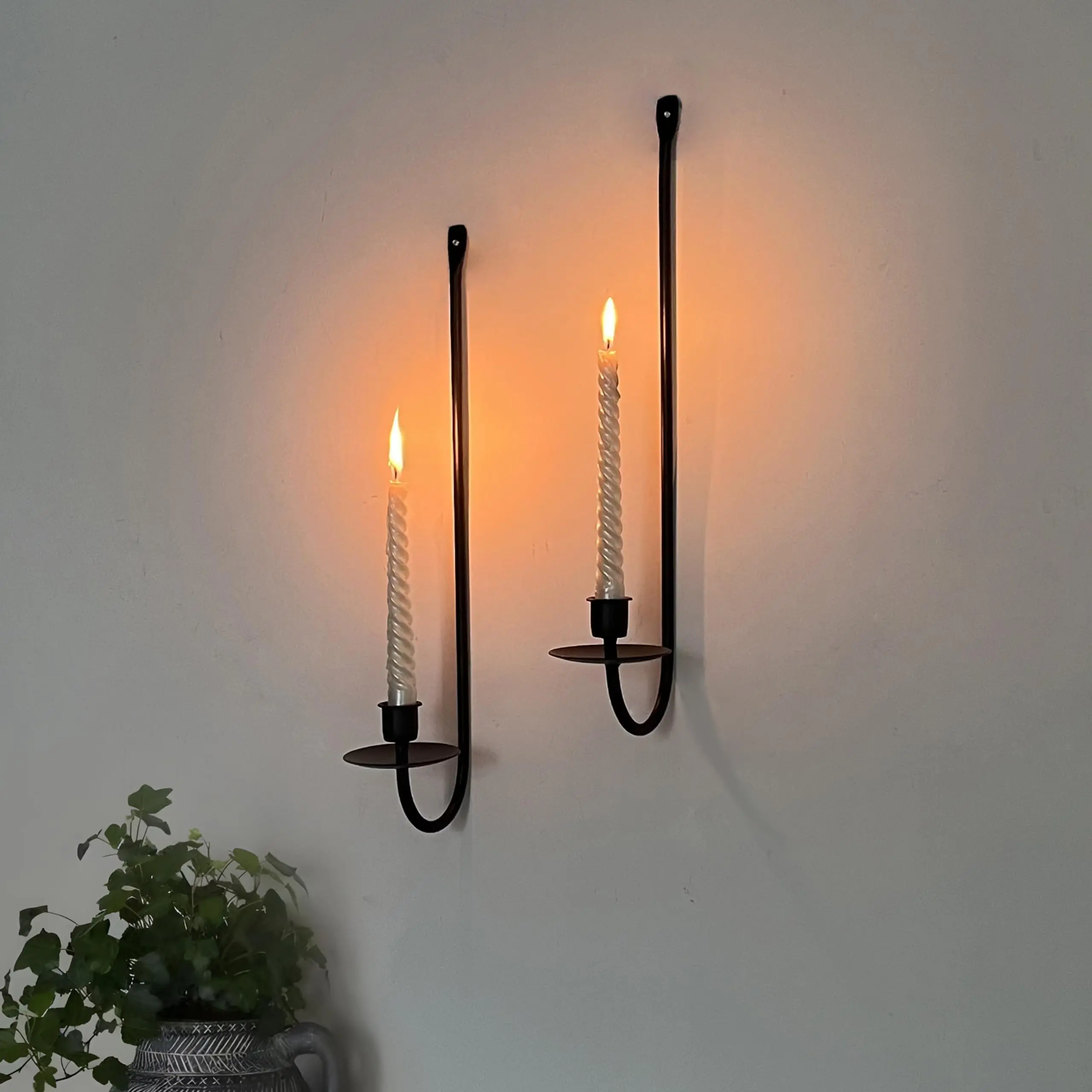 Metal wall Candle holder 2-piece wall mounted candle holder Modern wall candle wall lamp hanging living room farmhouse fireplace