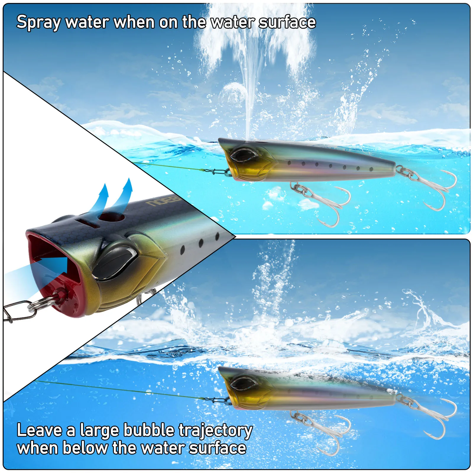 Popper Señuelo Oscilantes Atún – Cámara Burbujas Rociado Agua - imagen 3