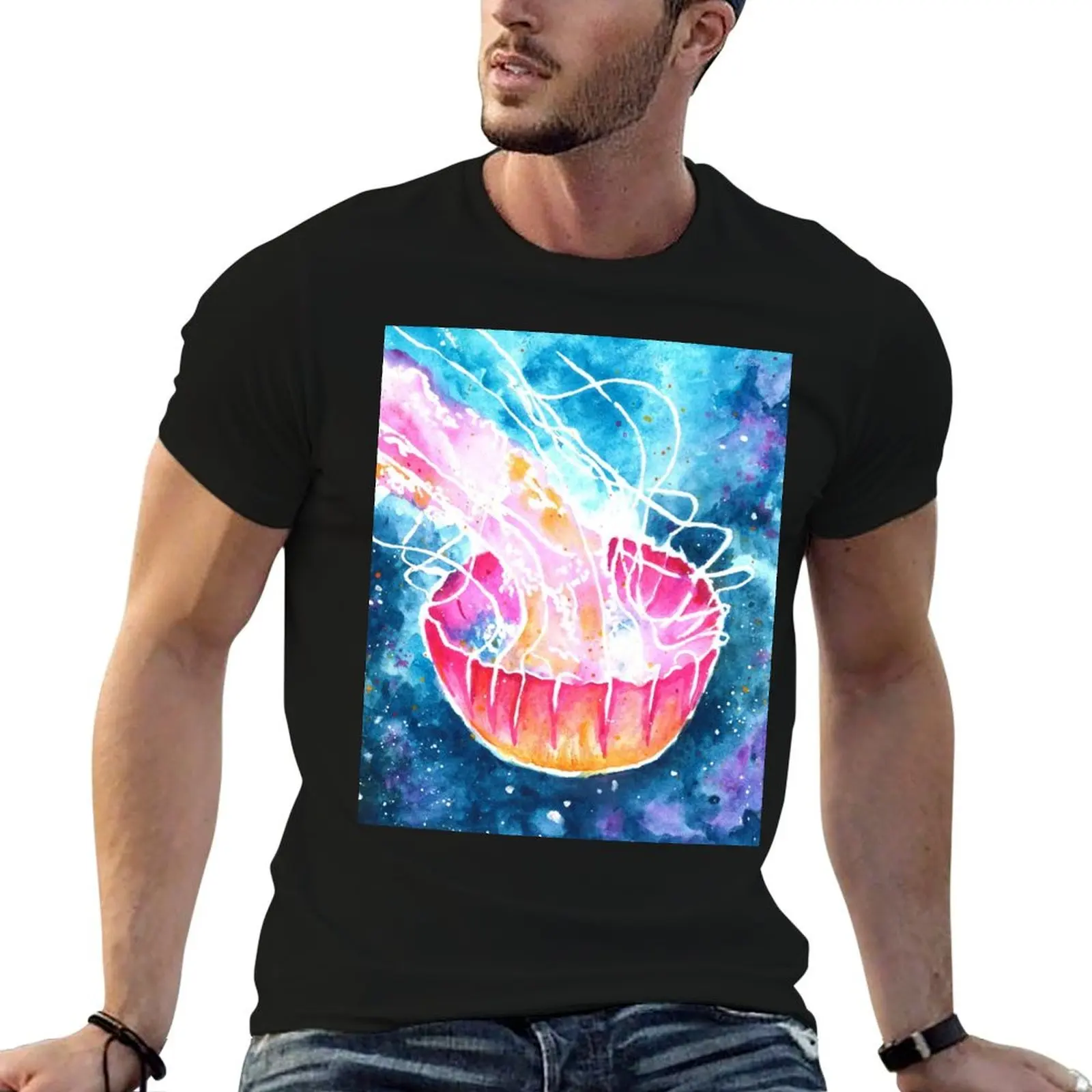 

Glowing red jellyfish in the ocean T-Shirt vintage vintage t shirts tops graphic t shirt vintage shirts graphic tee men