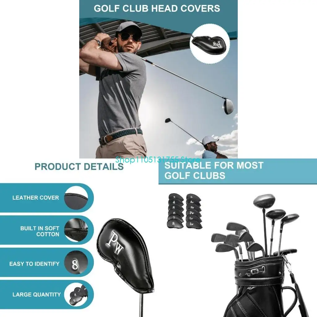 12 قطعة غطاء رأس جولف PU غطاء نادي جولف غطاء رأس حديد غطاء رأس نادي جولف #1