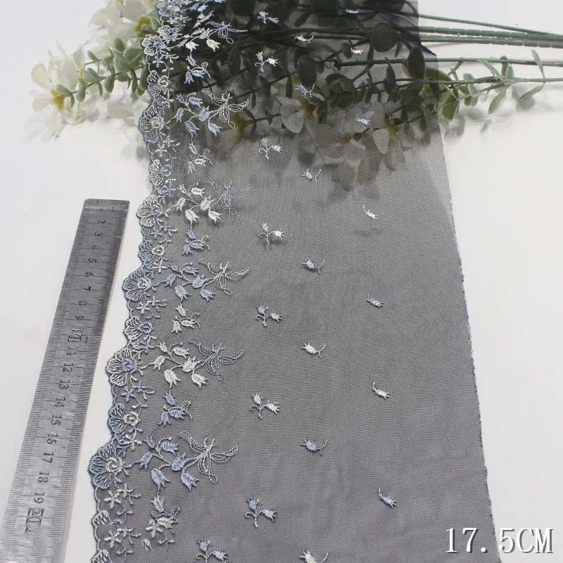 1Meter Embroidery Lace Trim Black Mesh Tulle Fabric For Dress Bra Sewing Costume Lingerie Fabrics