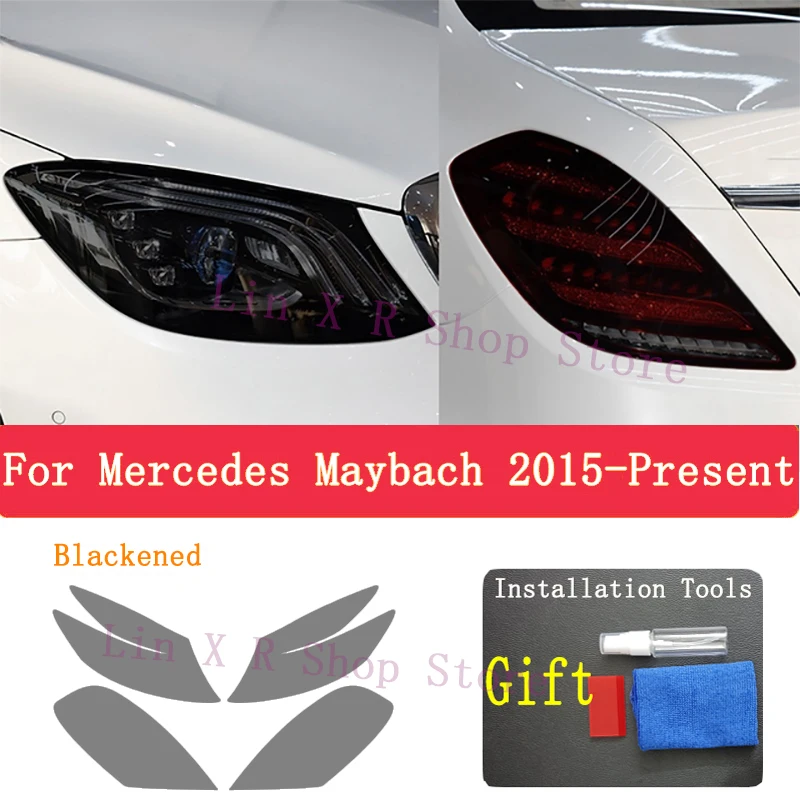 

For Mercedes Maybach （2015- 2022 2023）Car Headlight Protection Tint Anti-Scratch Black Protective Film TPU Stickers Accessories