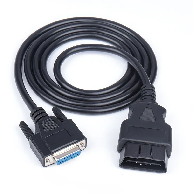 120cm Car 16PIN OBD2 Male To DB15PIN Female Cable DB15 PIN Interface Serial RS232 DB 15PIN OBD Gateway Diagnostic Tool Conector