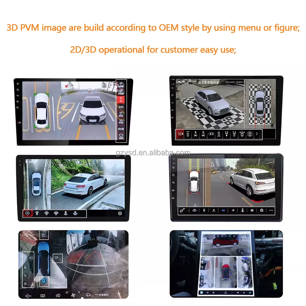2026 9/10 Inch Touch Screen Android Car Radio With 360 AHD Reverse Camera Bird View System 360 Panoramic Camera for Android Car