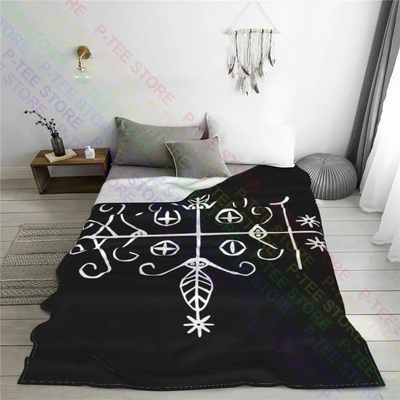 Papa Legba Voodoo Veve Occult Evil Satan Goat'S Head Blanket Textile Home Decor Bedding Travel