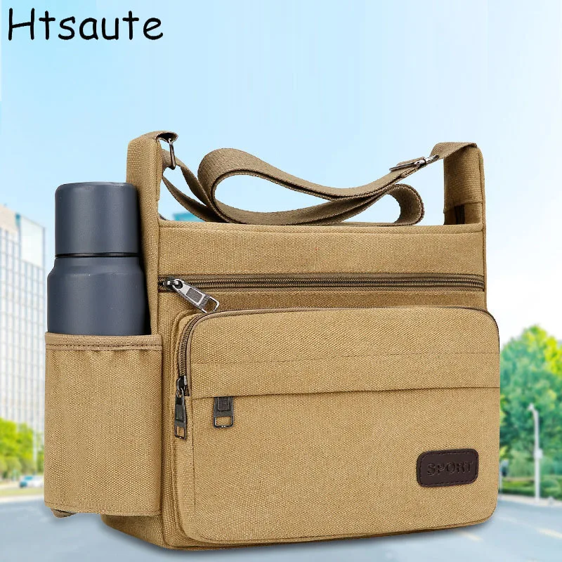 

Casual Canvas Men's Handbag Shoulder Shoulder Messenger Bags Men Solid Crossbody Shoulder Bag Male Sling Bag bolasa