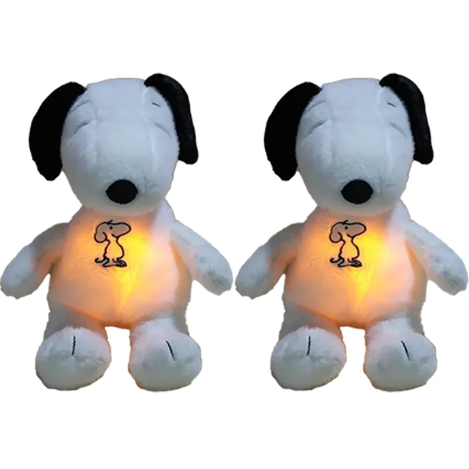 2025 Glowing Breathing Snoopy Plush Toy Baby Sleep Aid Cute Calming Stuffed Animal Kids Bedtime Gift