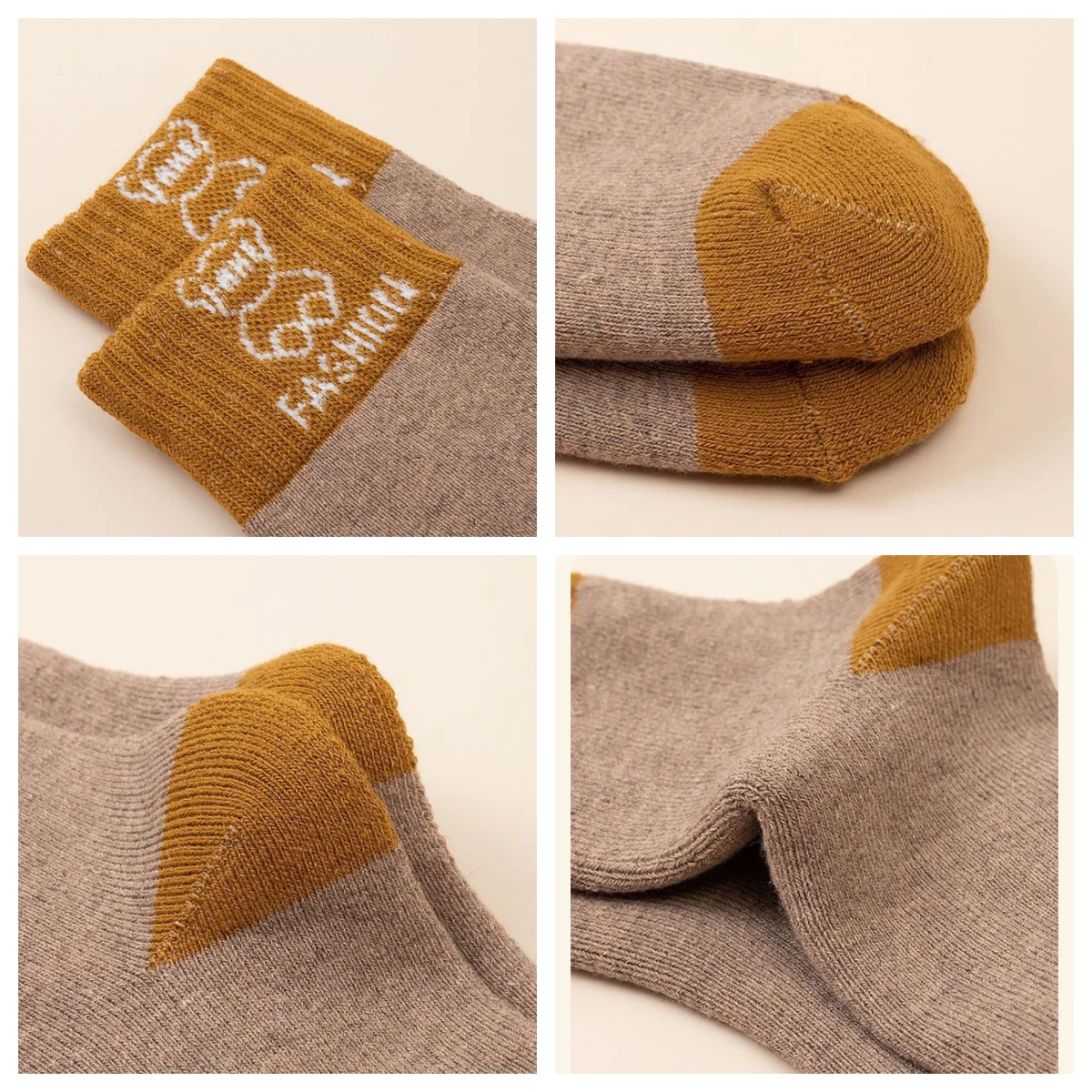 Boys Girls Winter Socks Thick Thermal Warm Cotton Socks Baby Thickened Socks Fuzzy Bear Pattern Socks 5 Pairs