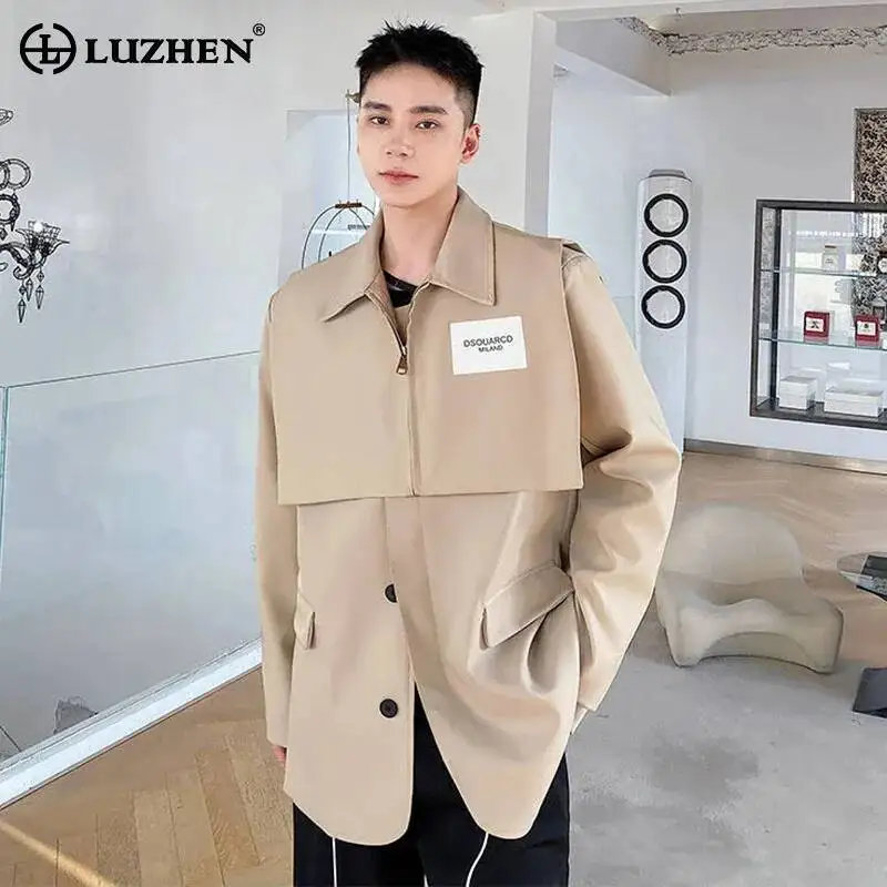 

LUZHEN 2026 Spring Original Fake Two Piece Design Patchwork Korean Style Shirts Men's Fashion Handsome Casual Male Tops JY6442