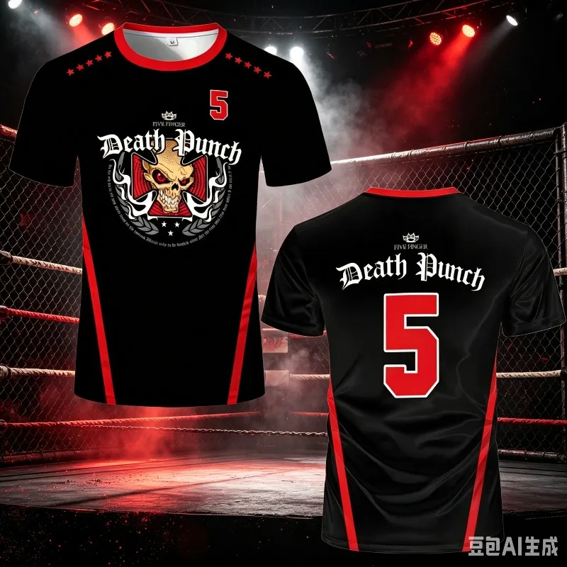 2026 Summer 5FDP Five Finger Death Punch Skull T-shirt 3D Printed Casual Short-sleeved Sailor Collar Tee For Men Women T shirt