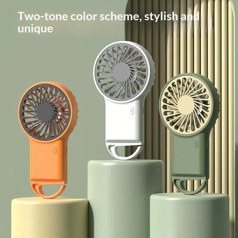 Rechargeable Mini Handheld Fan Strong Airflow Built In Hook Perfect For Office Home Outdoor Travel Use▪