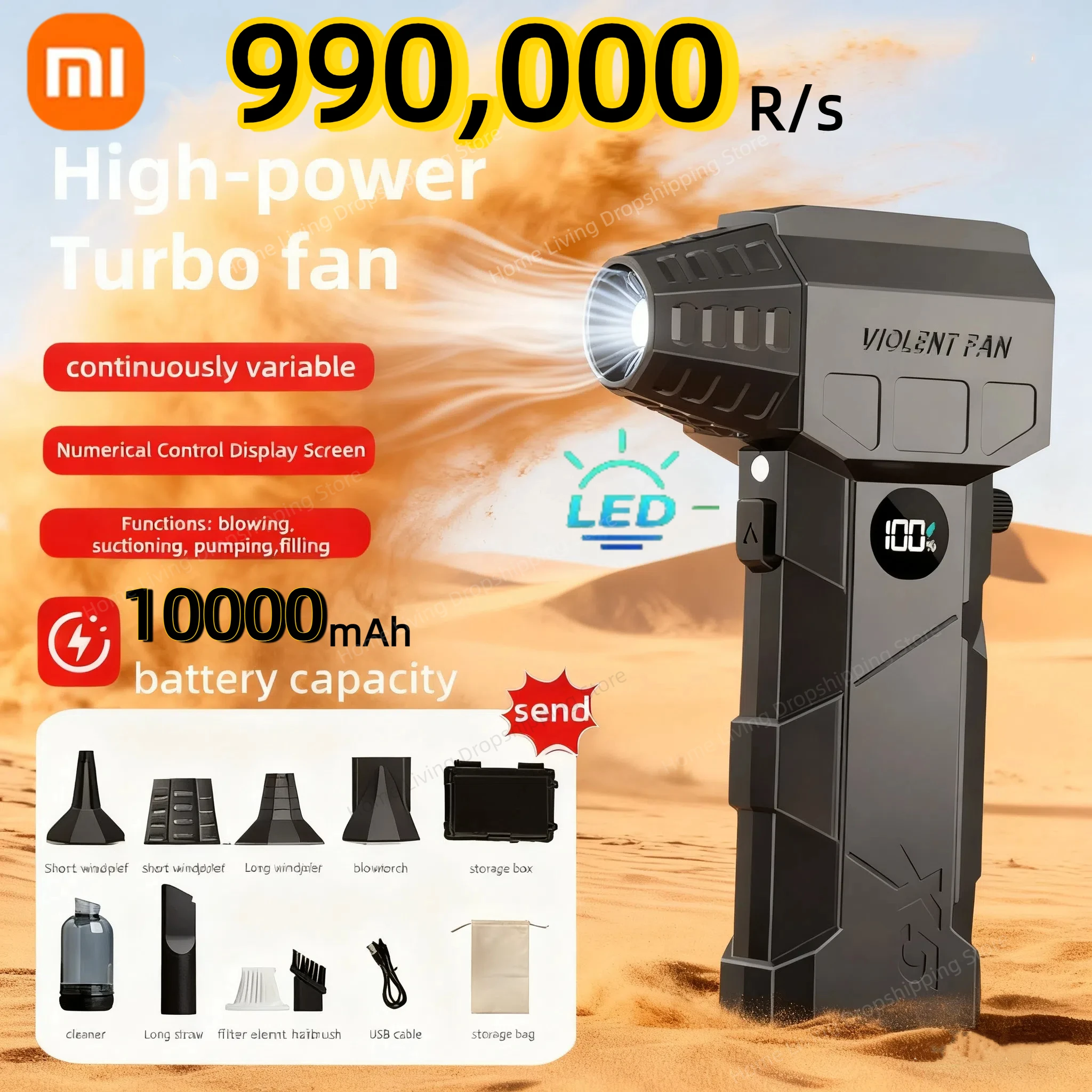 

Xiaomi X5Pro 990000RPM Turbo Jet Blowe Powerful Air Blower Brushless Motor 75m/s Turbo Fan USB-Charged Portable Vacuum Cleaner