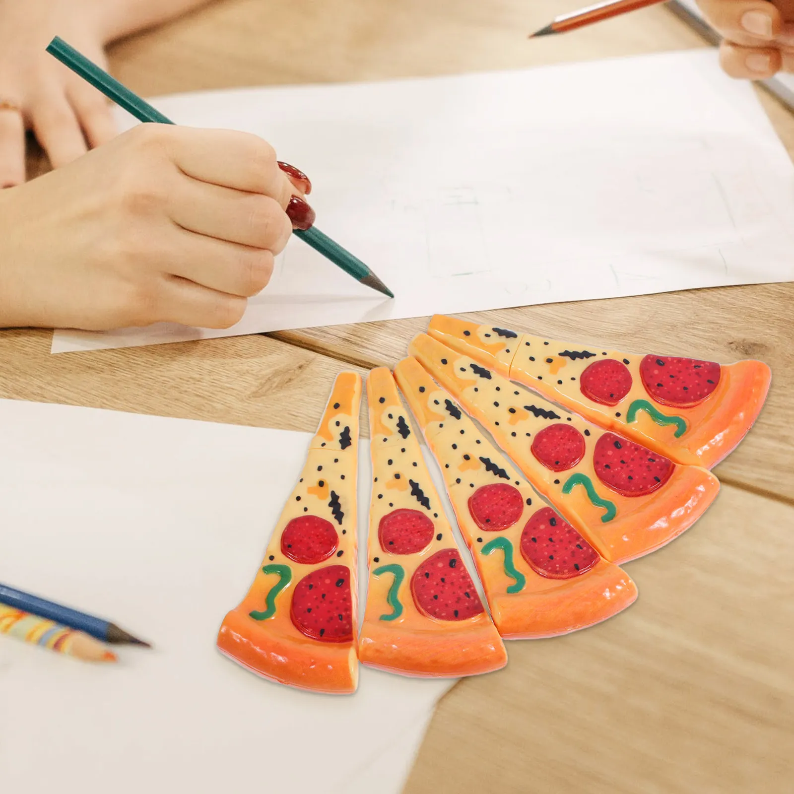 

5Pcs Pizza Shaped Ballpoint Pen Realistic Food Novelty Pen Office School Supplies Cute Gel Pens Set
