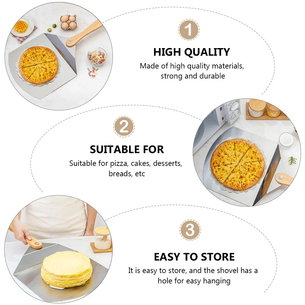 

Cake Transfer Spatula Stainless Steel Wood Handle Baking Shovel Kitchen Tool Strong Assorted Color Easy Storage Hanging