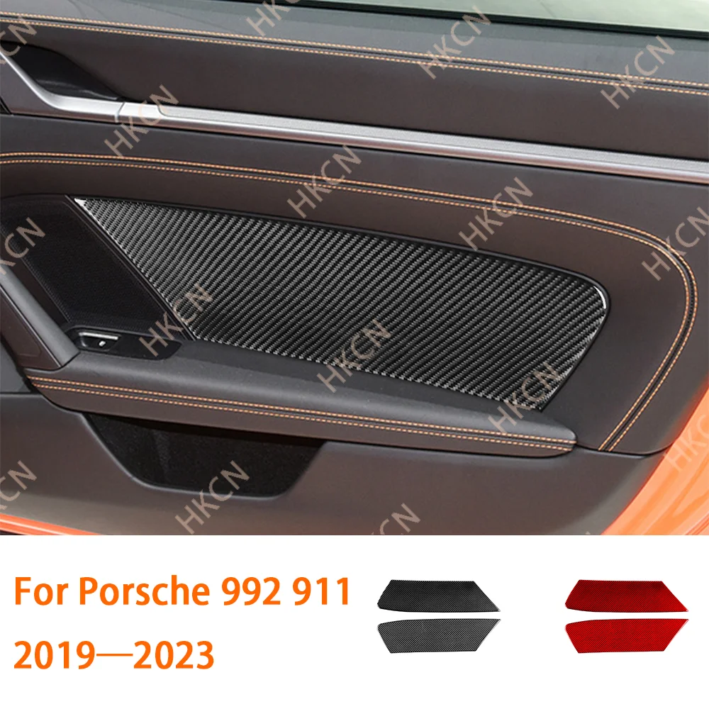 

For Porsche 992 911 2019-2024 Carbon Fiber Door Horn Decorative Panel Interior Car Accessories Soft Cover Tuning Sticker Trim