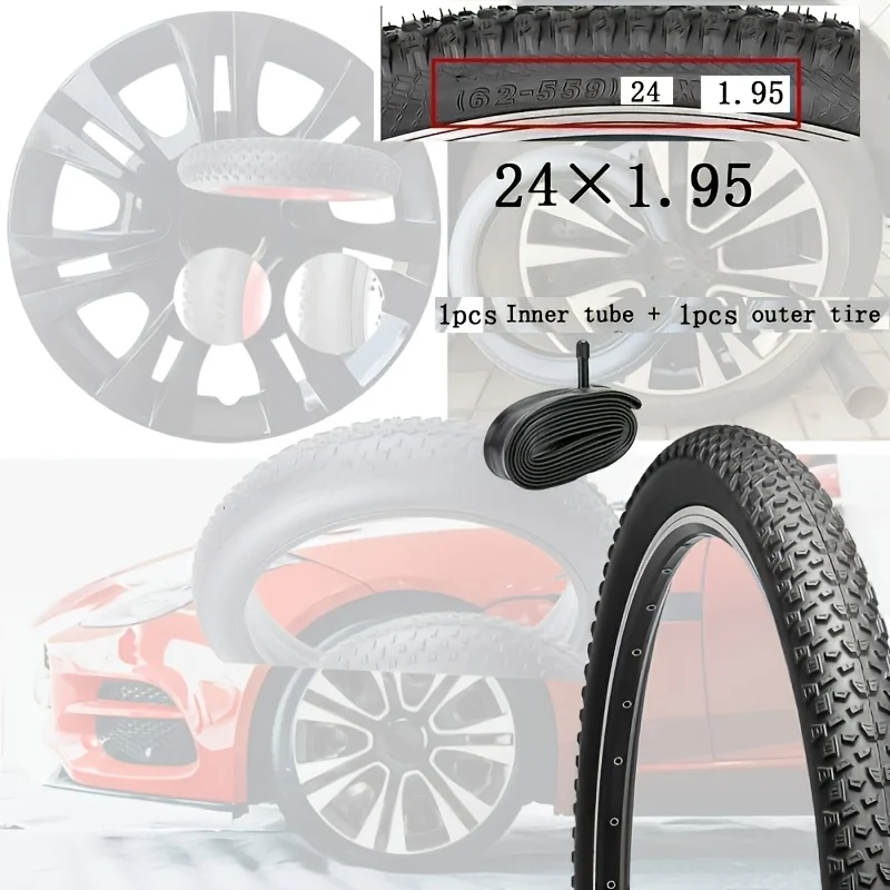 1 Stück Fahrradreifen und 1 Stück Schlauch-Set 24 26 27,5 x 1,95 Zoll AV32mm Schrader-Ventil MTB Fahrradreifen Ersatzteile-Kit – Detail 2