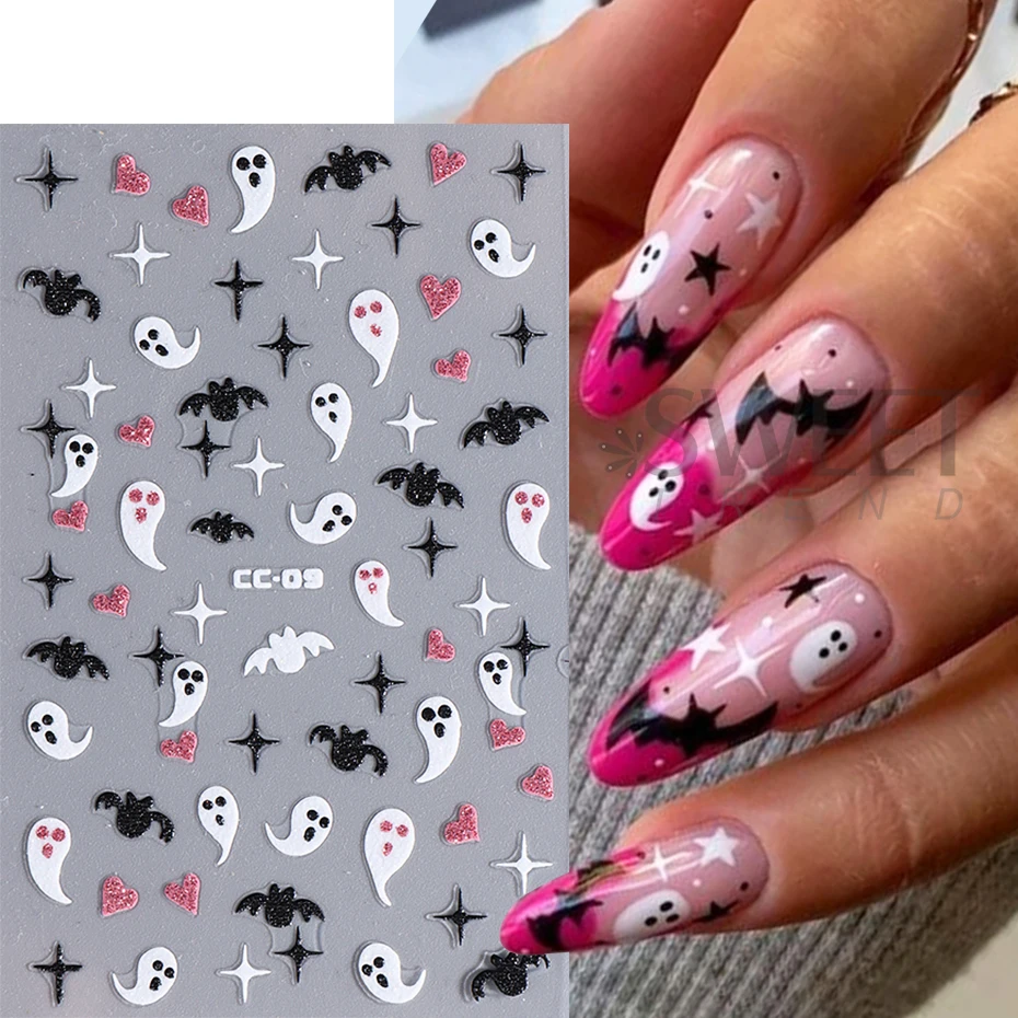 Autocollants 3D en forme de toile d'araignée pour nail art, accessoire auto-adhésif, brillant dans le noir, décoration pour ongles