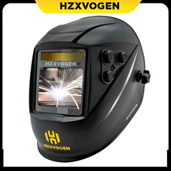 HZXVOGEN Auto Darkening Welding Helmet 3.94”×3.82” Large Viewing Welding Hood True Color Solar Battery Powered Welder Mask HV008