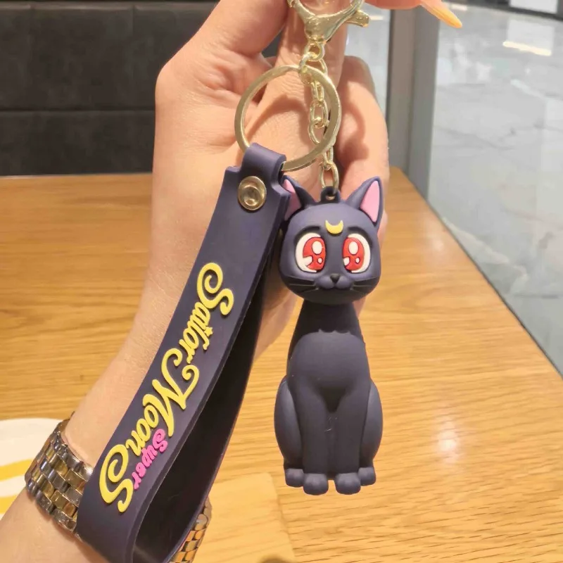 Pop Cute 2PCS Sailor Moon Cartoon Keychain Lovely Character Backpack Hanging Ornament Decorative Key Portable Bag Charm Fan Gift