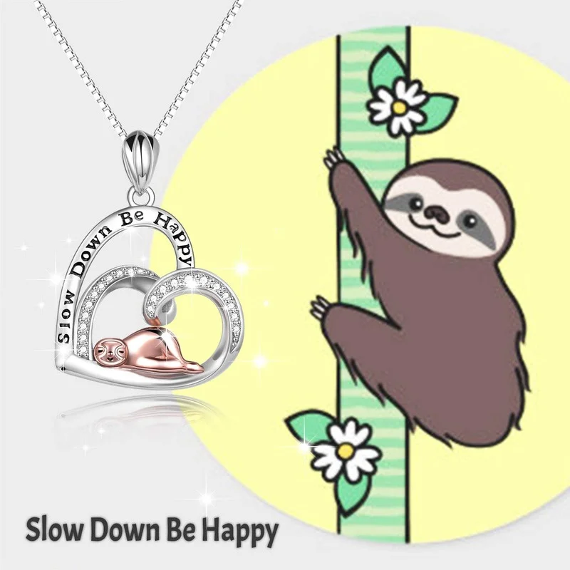 Glass Vintage Pig Panda Sloth Owl Heart Pendant Necklace with Engraved Word - Period Tracker Function for Women Pendants