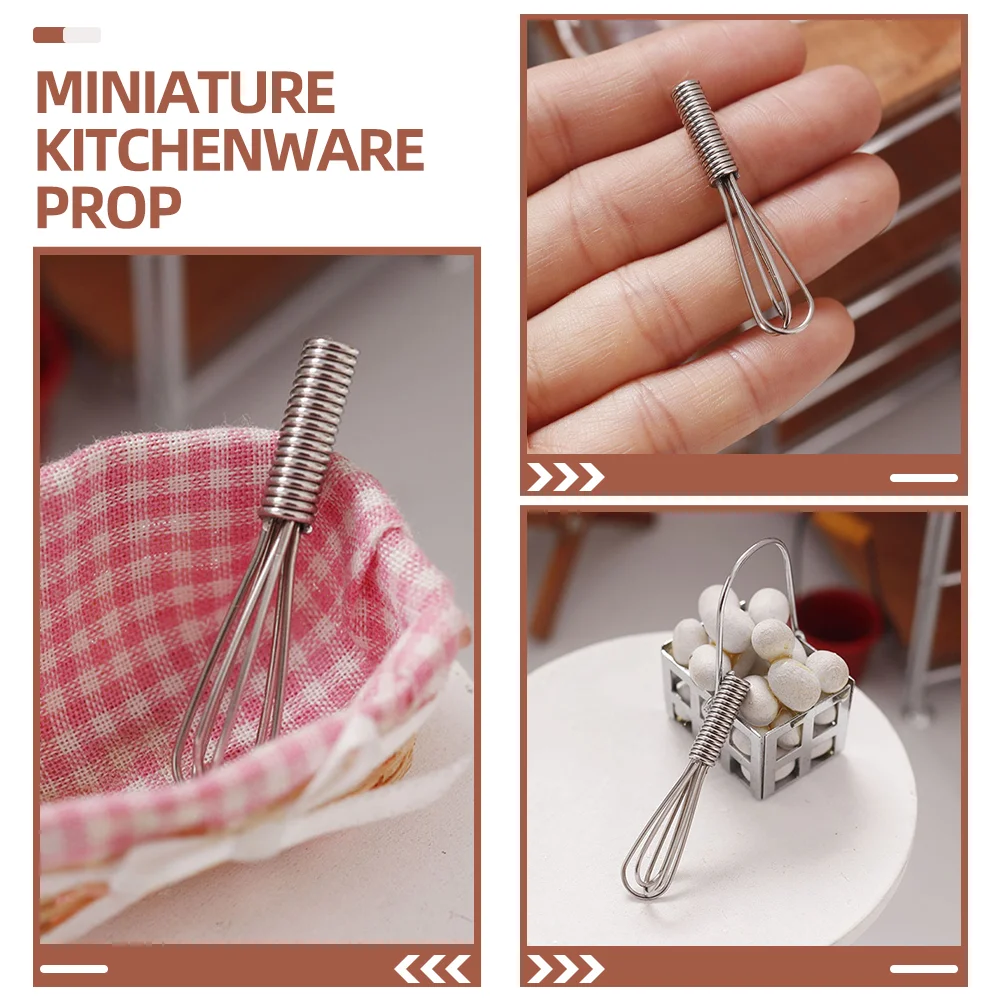 4pcs Mini House Egg- Model Miniature Egg Whisk Miniature Scene Accessories Mini Whisk Models Mini House Kitchen Supplies