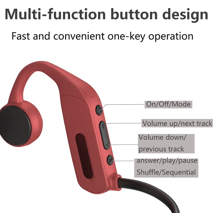 For MI Sony double connection Wireless Earphone Bone Conduction  IPX8 Headphone Swimming Waterproof Mp3 16G Player With Mic