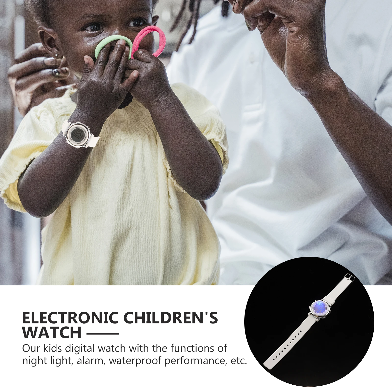 

Kids Night Light Watch Waterproof Digital Wristwatch Adjustable Silicone Glass Alloy Button Gift for Children Boys Girls