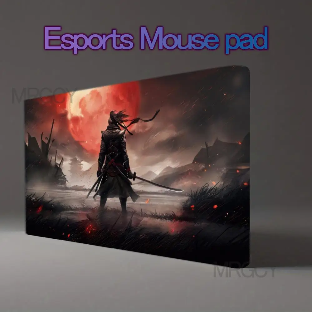 XL Atmospheric Epic Samurai Gaming Mouse Pad Sturdy Non‑Slip Rubber Base Dramatic  office desk accessories alfombrillas gaming