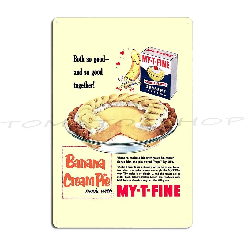 Panneau métallique décoratif mural « Banana Cream Pie », décoration murale, affiche personnalisée en étain