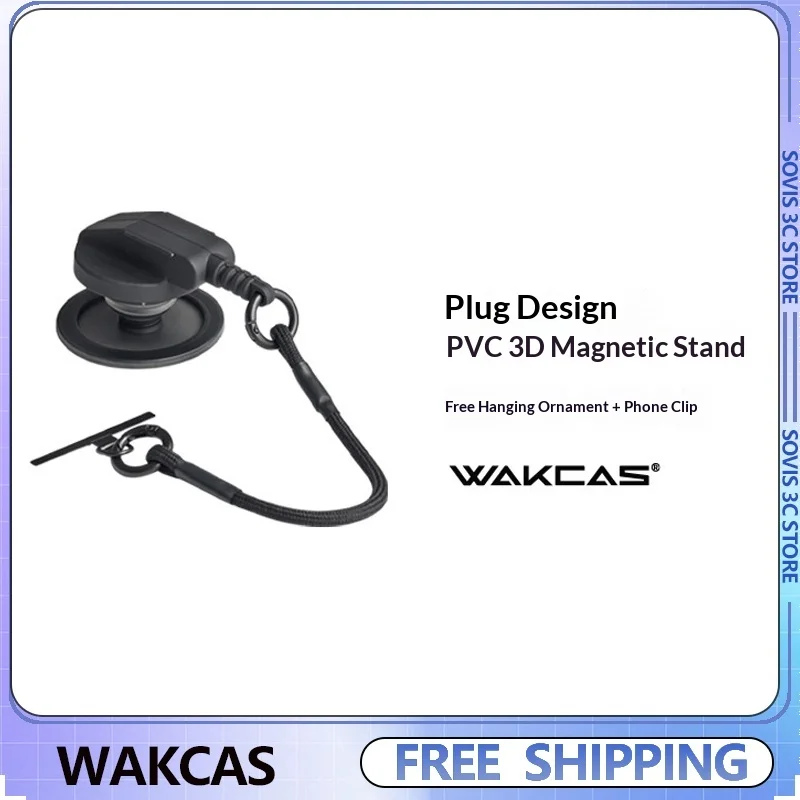 

WAKCAS Matte Finish Socket Hanging Rope Magnetic Phone Holder Wrist Strap Original 4.5cm 3D Magnetic Phone Mount Gifts