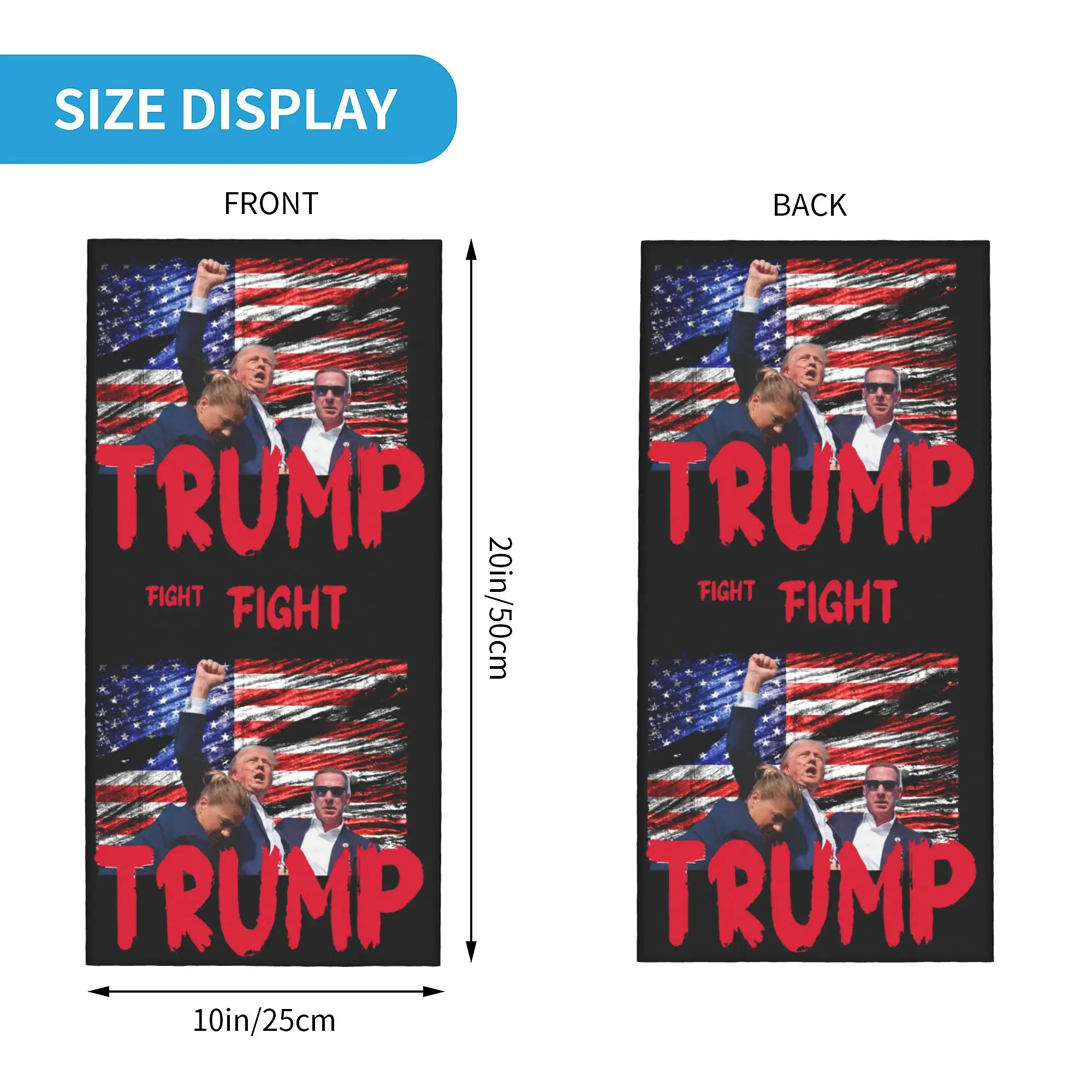 Custom Classic Donald Trump Fight Bandana Neck Gaiter Windproof Face Scarf Cover Men Women  Headwear Tube Balaclava