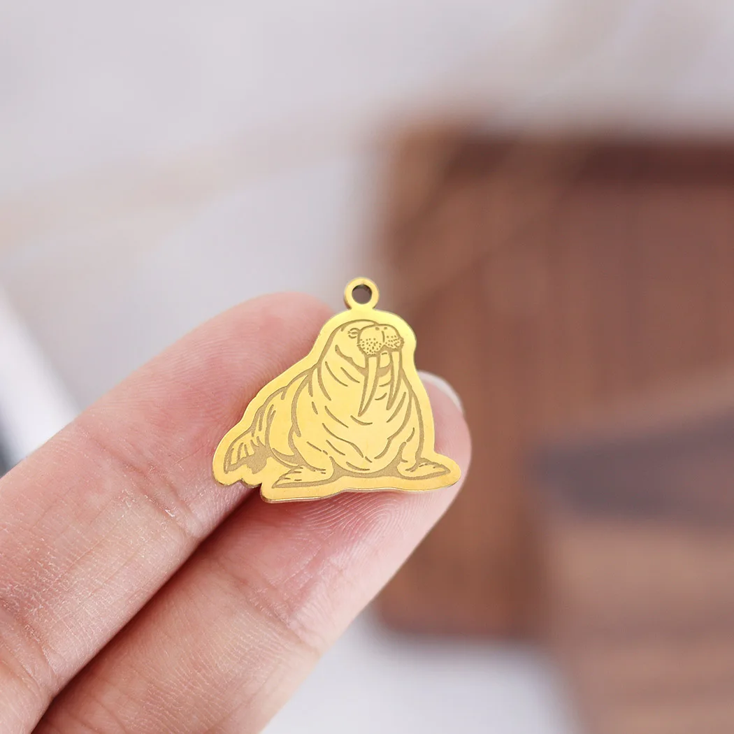 2pcs Cute Chubby Pacific Walrus Sea Animal Charms for Making DIY Earrings Pendants Necklaces Handmade Bracelets Jewelry Findings