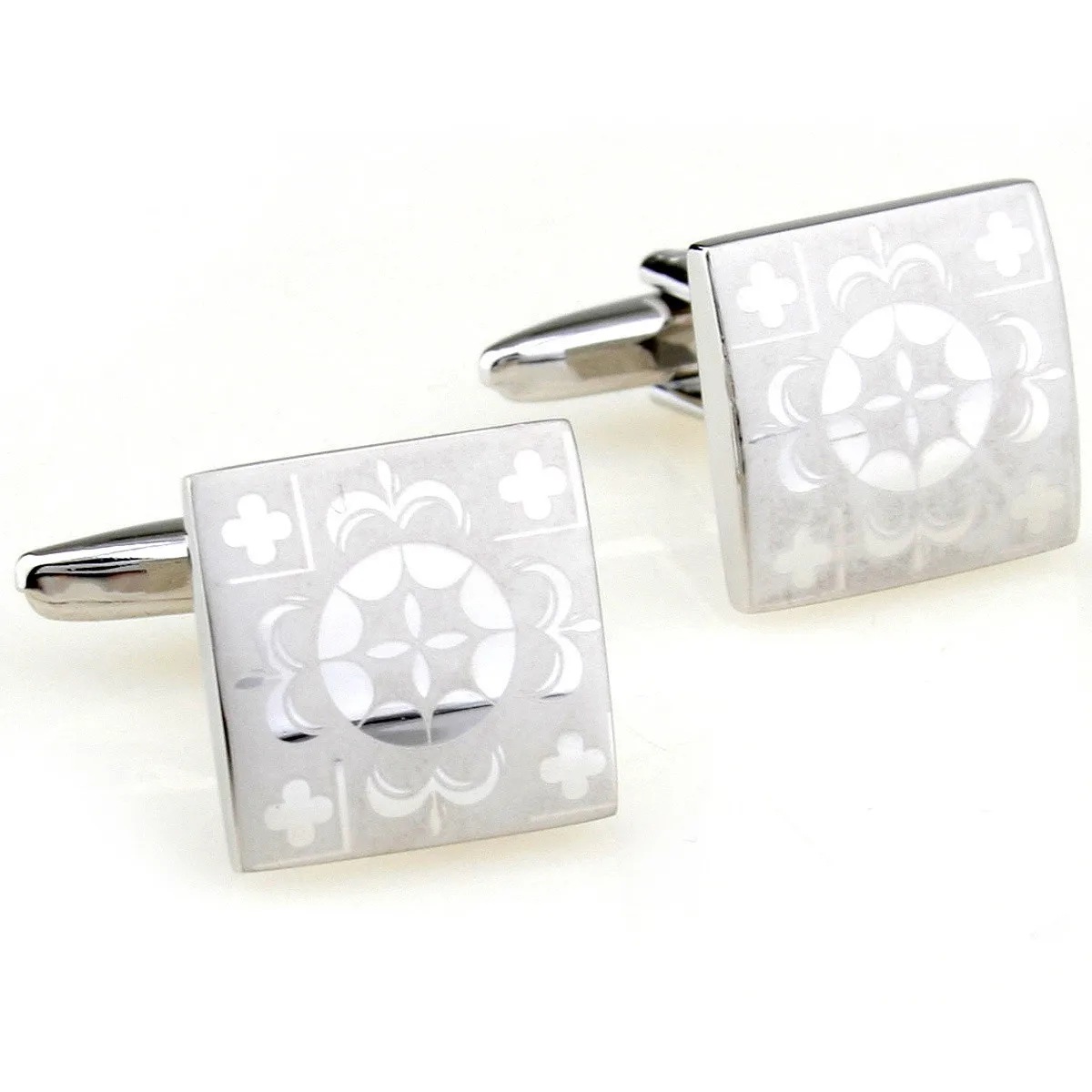 Cufflinks Retail Jonadab Laser Sculpture Square Cufflinks Nail Sleeve 170349  +free Gift Box