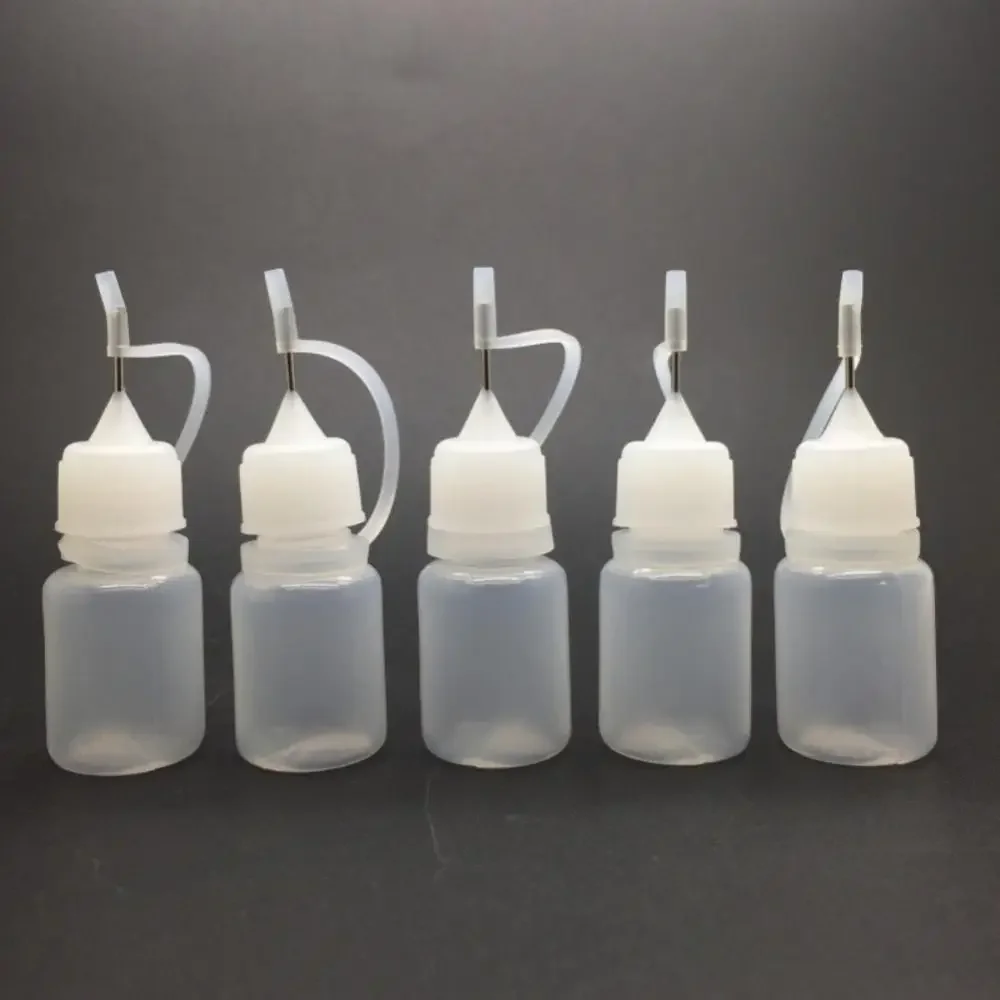 5pcs 5ml 10ml 20ml 50ml PE Plastic Squeezable Tip Applicator Bottle Refillable Dropper With Needle Tip Caps For Glue