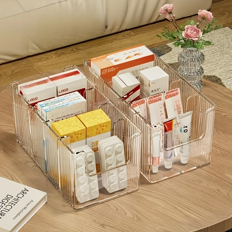 Medizin-Aufbewahrungsbox mit Trennwänden für Arbeitsplatte, Schrank, Büro, Zuhause, Notfallbedarf, Behälter, Kühlschrank, Schreibtisch