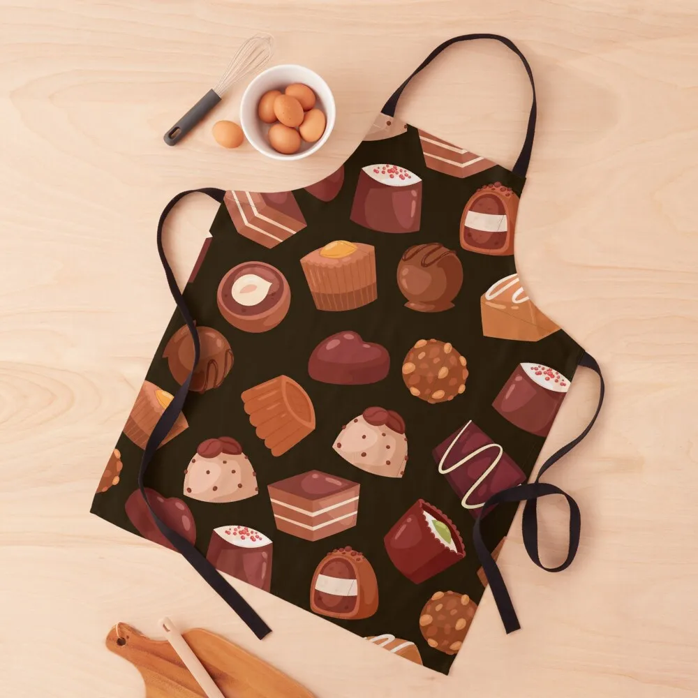 

Types of Mini Chocolate Flavors Pattern Apron Kitchen Tools christmas decoration Apron