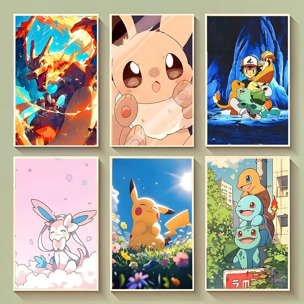 لطيف أنيمي P-PokemonS Kawaii المشارك لا مؤطرة المشارك كرافت نادي بار ورقة Vintage ملصق جدار الفن اللوحة غرفة نوم دراسة ملصق