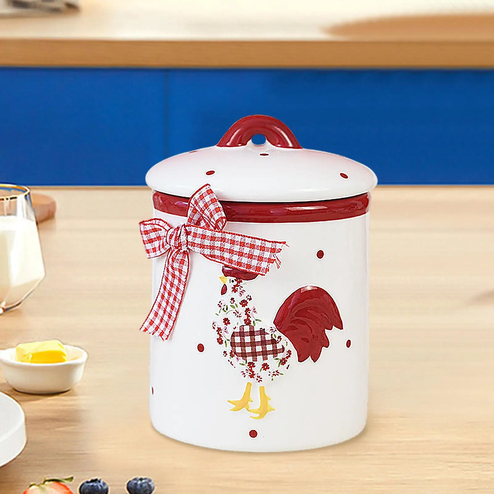 Cookie Jar Kitchen Counter Kitchen Airtight Lid Countertop Tea, Coffee Beans Porcelain Storage Canister Organizer Storage Jar