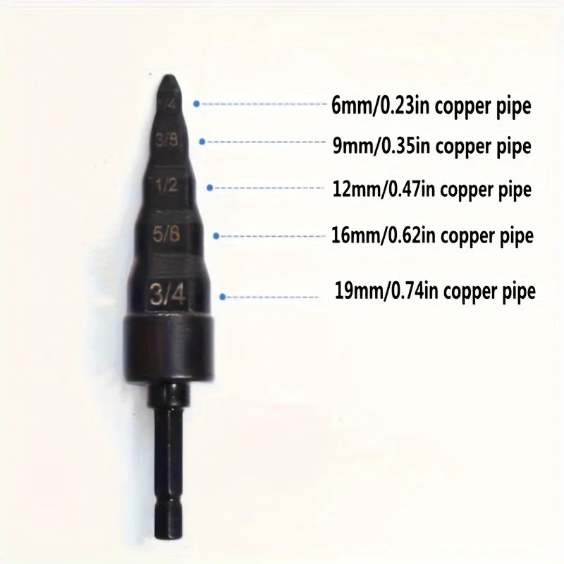 Air Conditioning Copper Pipe Expander 1/4-3/4 and Air Conditioning Copper Pipe Rotating Tool Hex Shank Imperial Tube Reamer