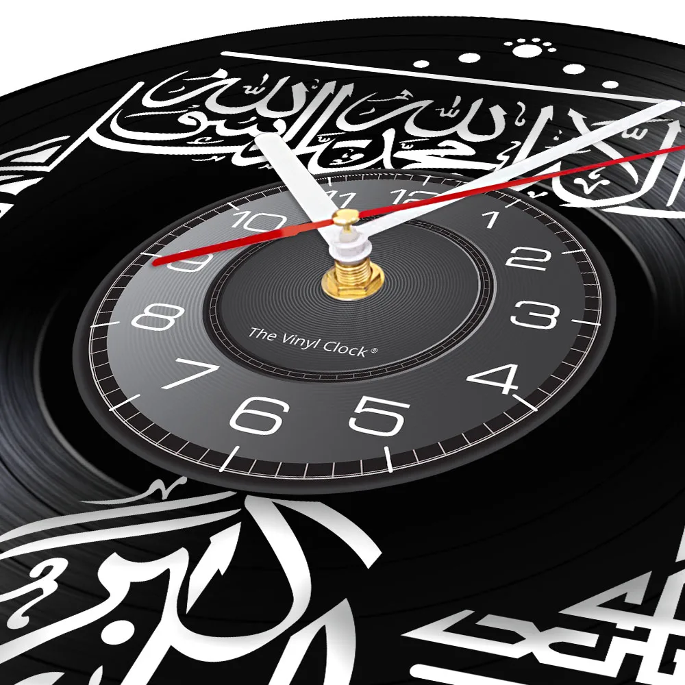 Islam Quran Vinyl Record Wall Clock Ramadan Religious Home Decor Islamic Arabic Calligraphy Wall Art Silent Quartz Clock Watch