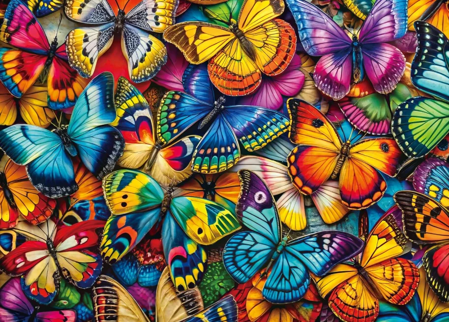 500/1000/1200/2000PCS Jigsaw Puzzle Colorful Butterfly Collection Vibrant Wings Assorted Butterflies Art DIY Home Decor Gift