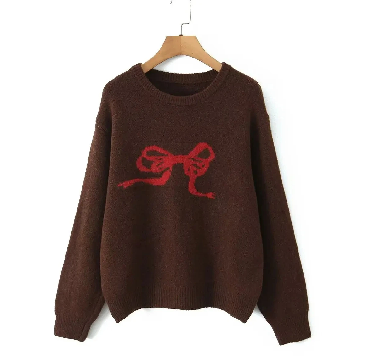 

Вязаный свитер Lazy Sle Knot Pattern Универсальный уютный длинный свитер с круглым воротником