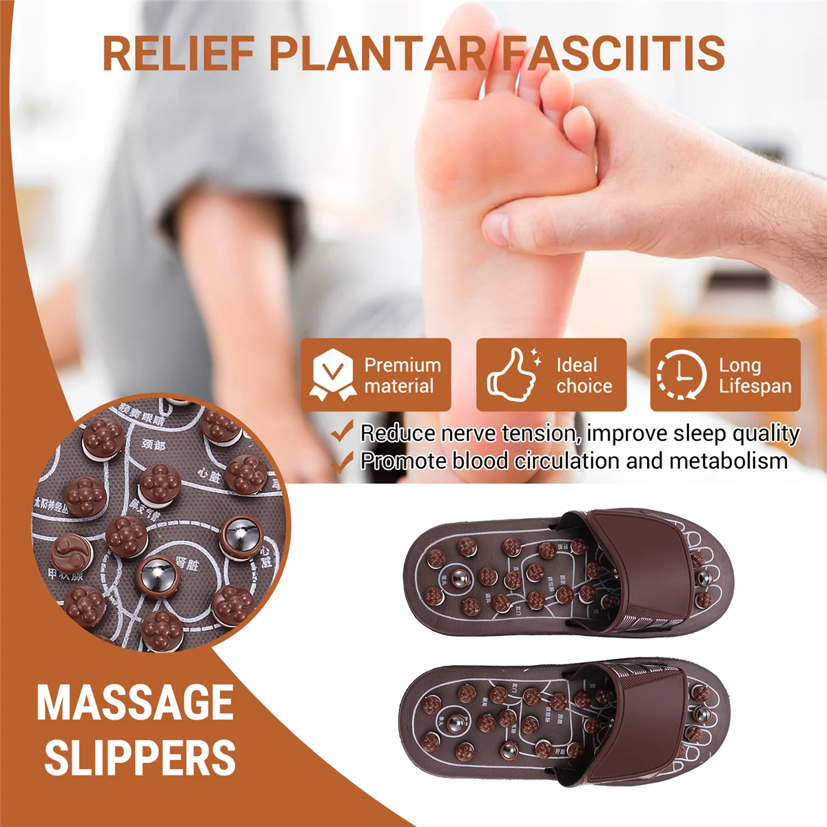 Offre spéciale acupression masseur de pieds pantoufles de Massage chaussures réflexologie sandales soulagement fasciite plantaire arthrite pour hommes femmes M