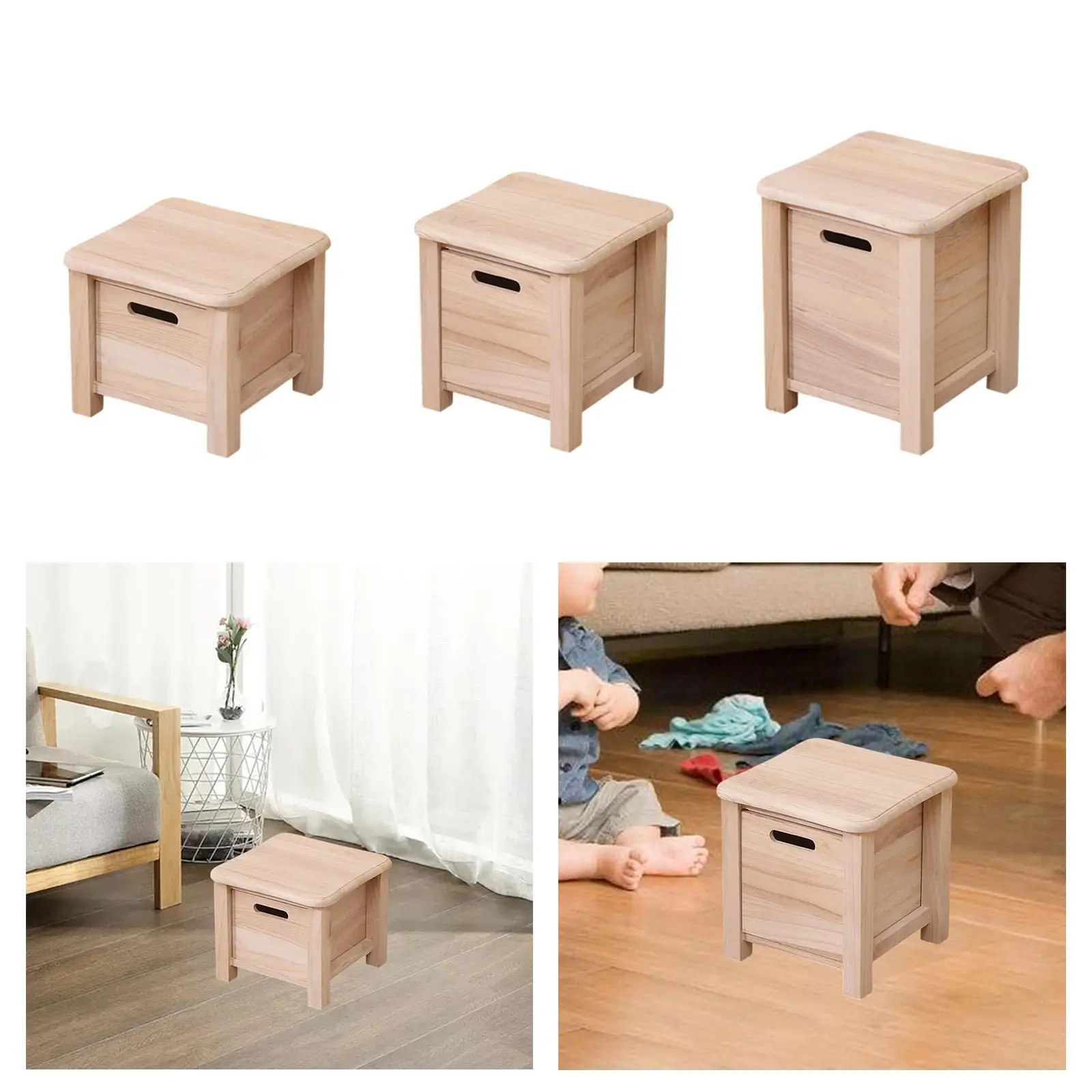 Wooden Foot Stool with Storage Drawer Bench Garden Display Stand Foot Rest for Apartment Indoor Outdoor Bedside Bedroom Doorway