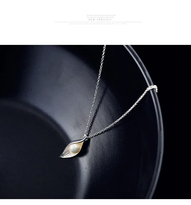 925 Sterling Silver leaves Necklaces & Pendants For Women Fashion Lady Festival Gift silver jewelry