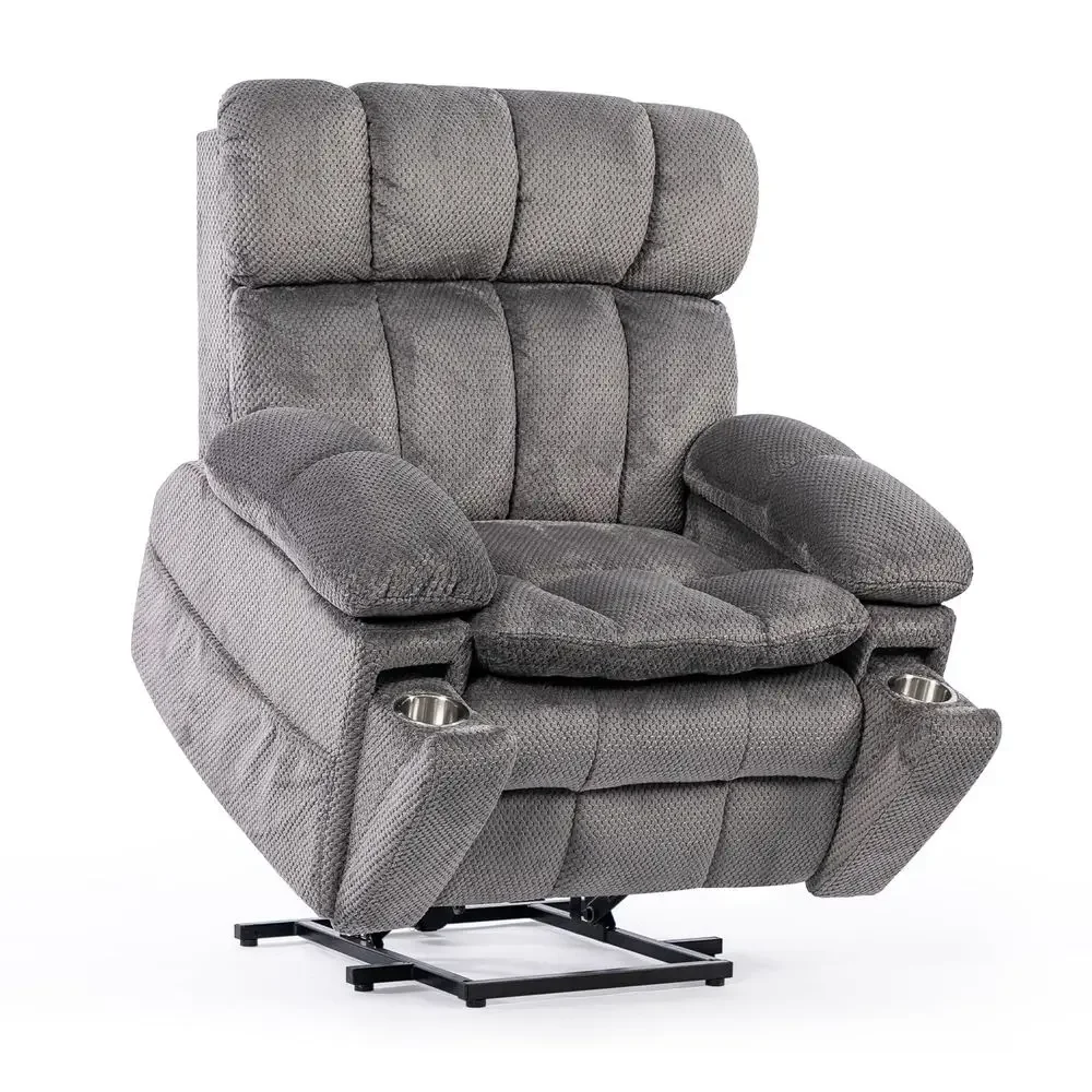 

Electric Floor Lift Chair with Wheels and PU Cushion, Floor Lift for Elderly, 440 LBS Capacity, Seat Belts and Handrails, Suita