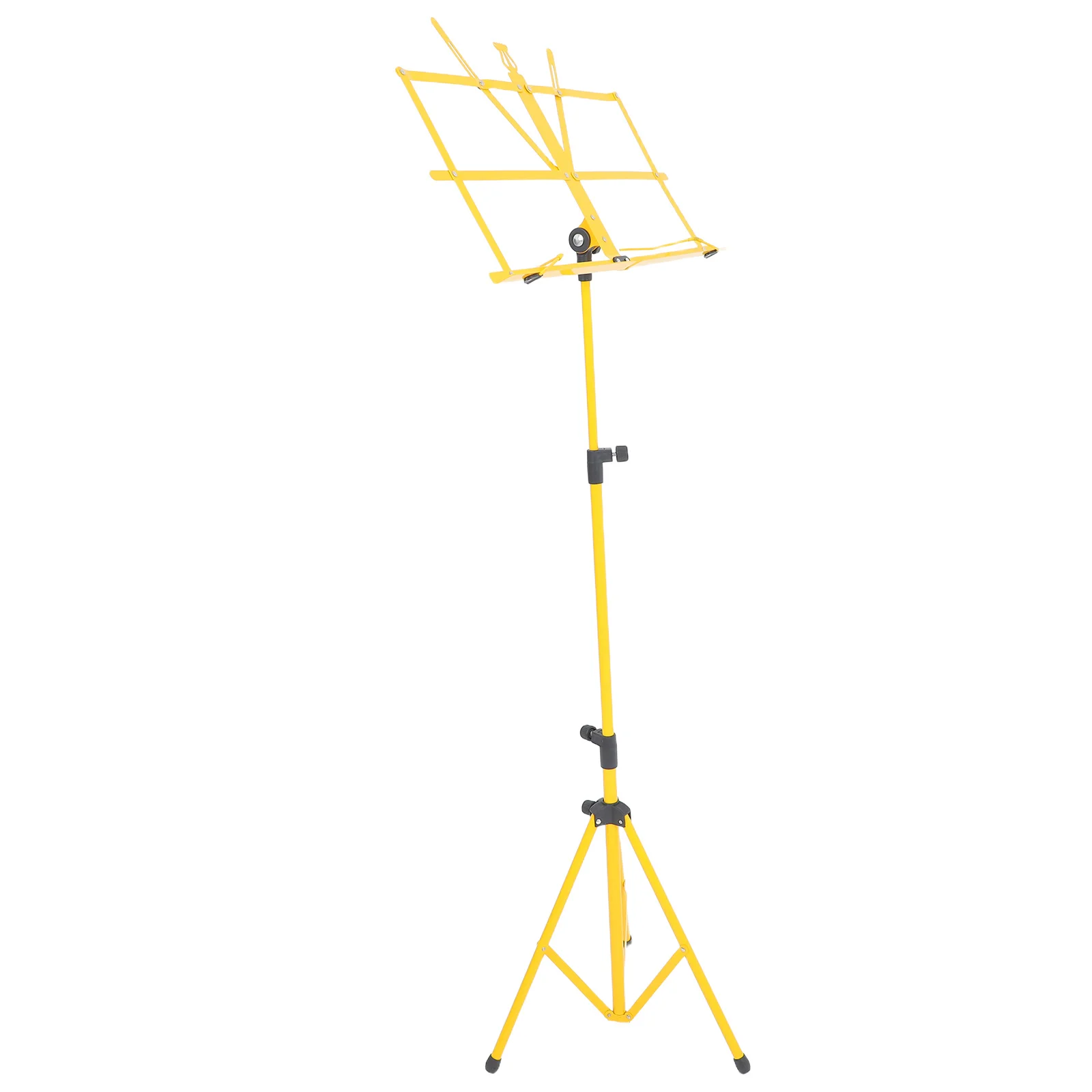 

Durable Yellow Folding Music Stand Holder Adjustable Metal Tripod Music Sheet Stand Lightweight Stable Non Slip Feet