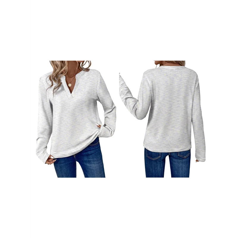 

CYL-Womens Waffle Knit Tops V Neck Long Sleeve Shirts Henley Dresy Casual Blouses Fall Outfits 2025