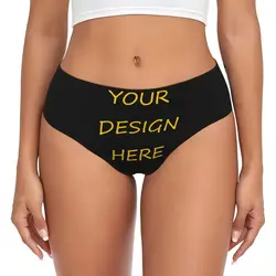 Custom Womens Custom Your Photo Logo Text Print Panties Underwear Female Stretch Your Design Here DIY Briefs Underpants
